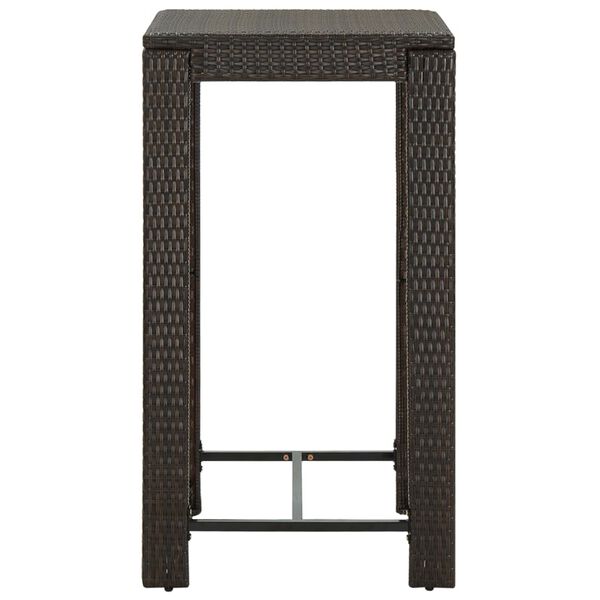 vidaXL 3 Piece Garden Bar Set with Cushions Poly Rattan Brown