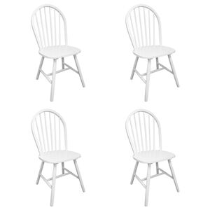 vidaXL Dining Chairs 4 pcs White Solid Rubber Wood