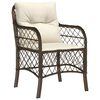 vidaXL 3 Piece Bistro Set with Cushions Brown Poly Rattan