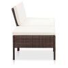 vidaXL 3 Piece Garden Lounge Set with Cushions Poly Rattan Brown
