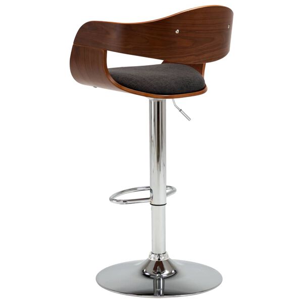 vidaXL Bar Stool Grey Bent Wood and Fabric