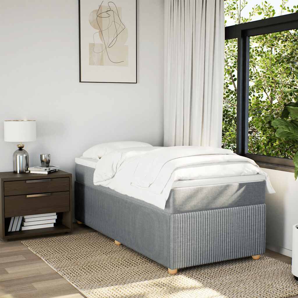 vidaXL Box Spring Bed with Mattress Light Grey Twin XL Fabric
