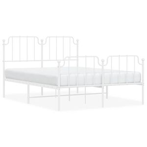 vidaXL Metal Bed Frame without Mattress with Footboard&nbsp;White 150x200cm