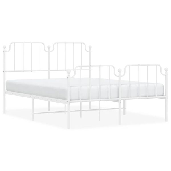 vidaXL Metal Bed Frame without Mattress with Footboard&nbsp;White 150x200cm