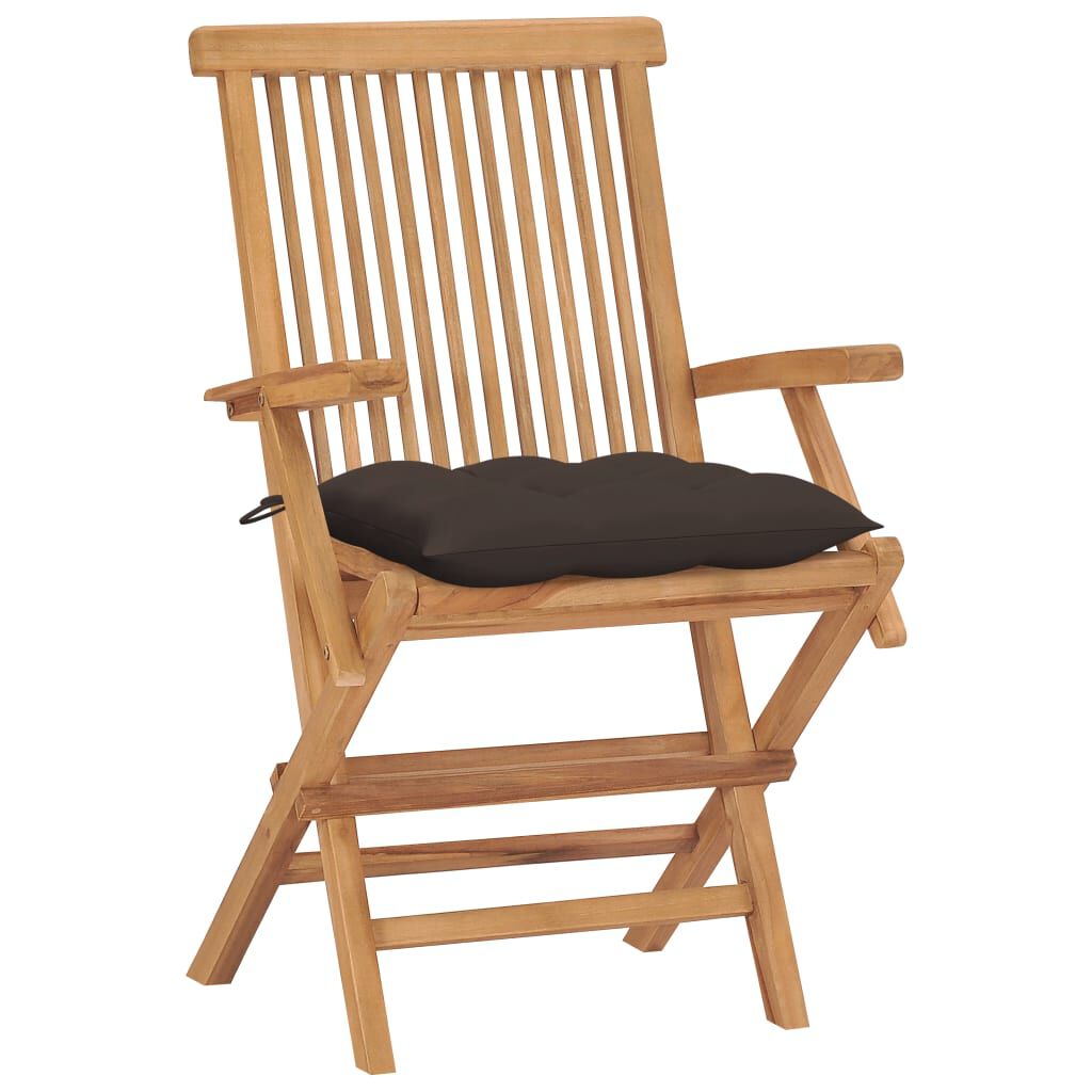 vidaXL Garden Chairs with Taupe Cushions 4 pcs Solid Teak Wood