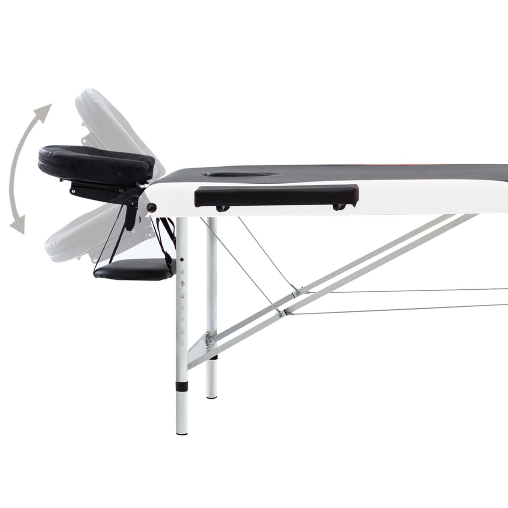 vidaXL 3-Zone Foldable Massage Table Aluminium Black and White