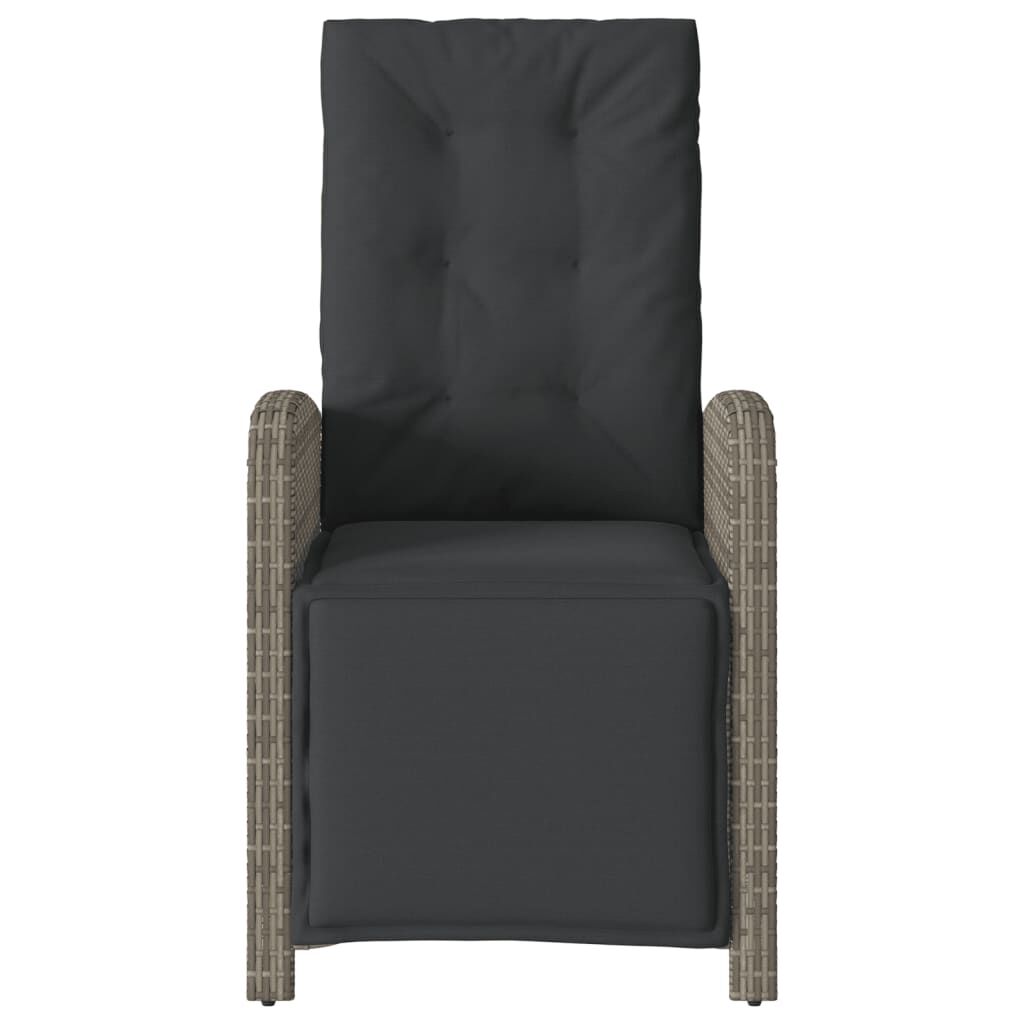 vidaXL Reclining Garden Chair with Footrest Grey Poly Rattan