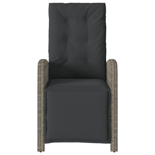 vidaXL Reclining Garden Chair with Footrest Grey Poly Rattan