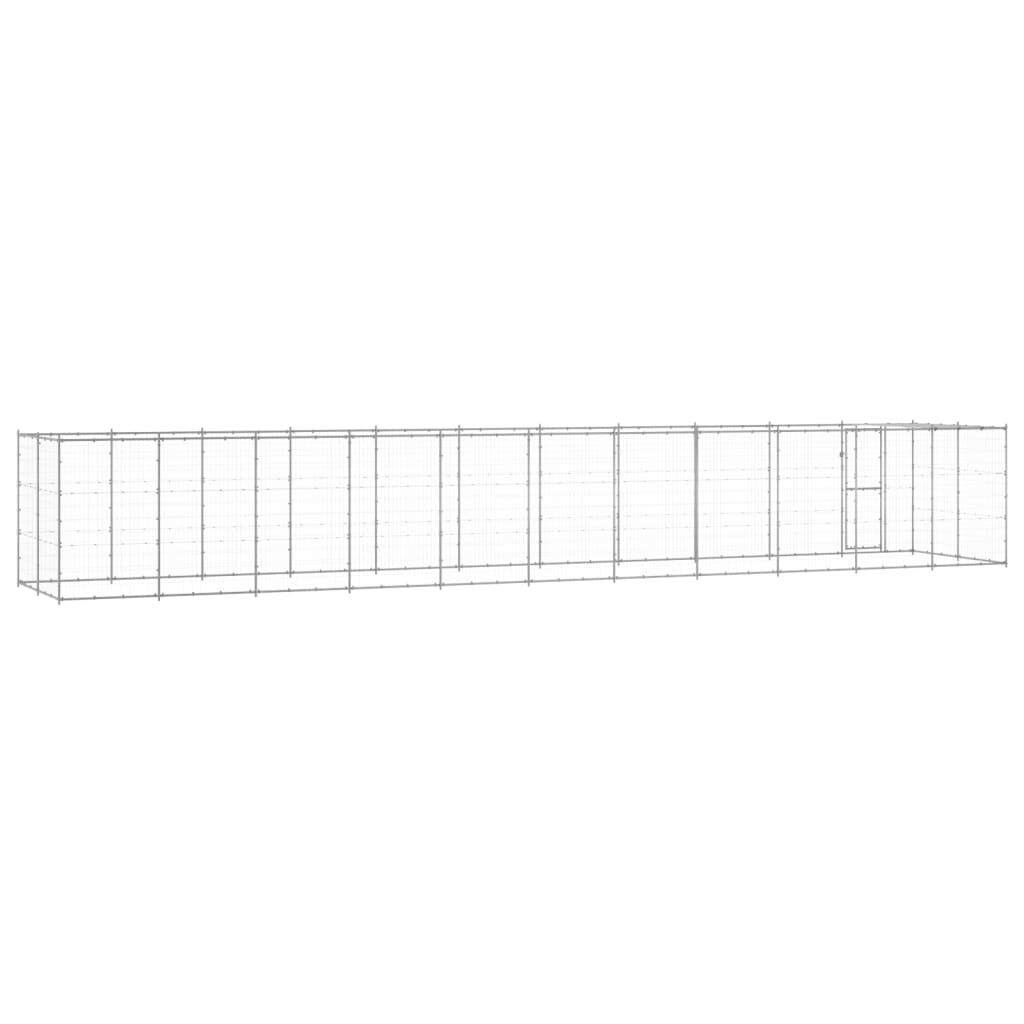 vidaXL Outdoor Dog Kennel Galvanised Steel with Roof 26.62 m²