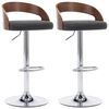 vidaXL Bar Stools 2 pcs Dark Grey Fabric and Bentwood