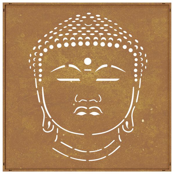vidaXL Garden Wall Decoration 55x55 cm Corten Steel Buddha Head Design