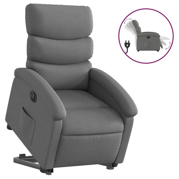vidaXL Electric Stand up Recliner Chair Dark Grey Fabric