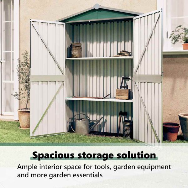 vidaXL Garden Shed Green 116x45x175 cm Galvanised Steel