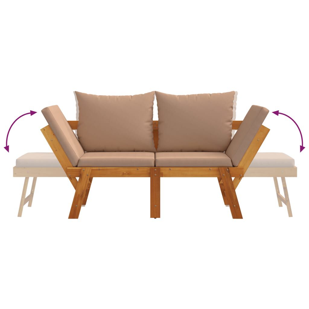 vidaXL Garden Bench with Cushions 2-in-1 Solid Wood Acacia