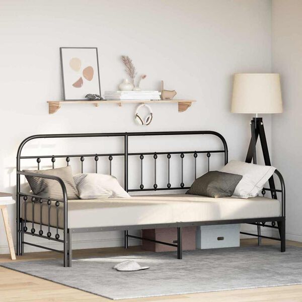 vidaXL Daybed Frame with Headboard Black 100 x 200 cm Steel