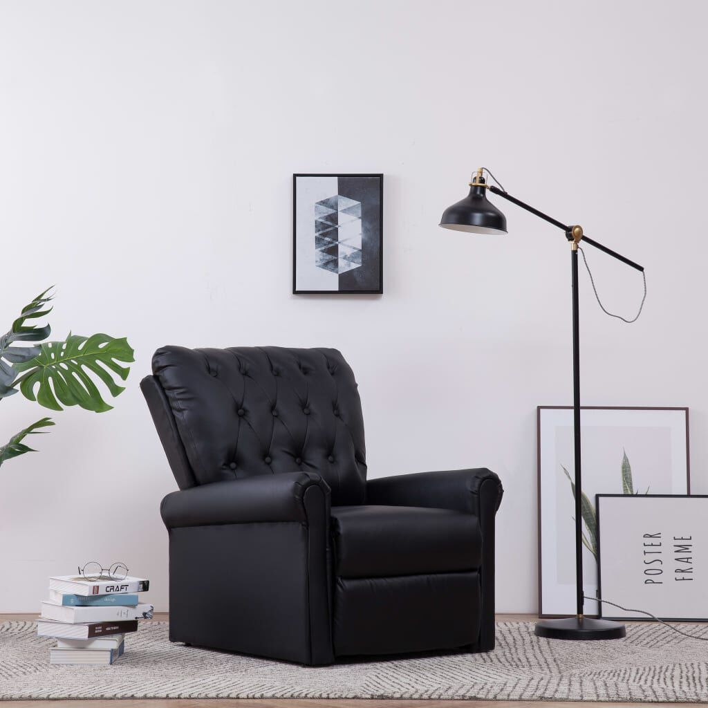 vidaXL Reclining Chair Black Faux Leather