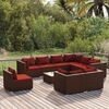 vidaXL 10 Piece Garden Lounge Set with Cushions Poly Rattan Brown