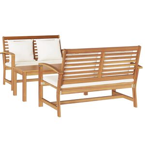vidaXL Garden Sofa Set Natural Solid teak wood