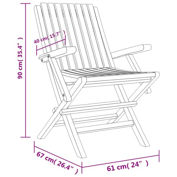 vidaXL Folding Garden Chairs 8 pcs 61x67x90 cm Solid Wood Teak