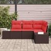 vidaXL Garden Sofa Set with Cushion 4 pcs Brown Poly Rattan