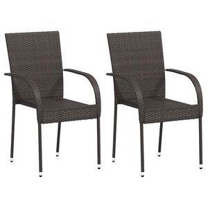 vidaXL Stackable Outdoor Chairs 2 pcs Poly Rattan Brown