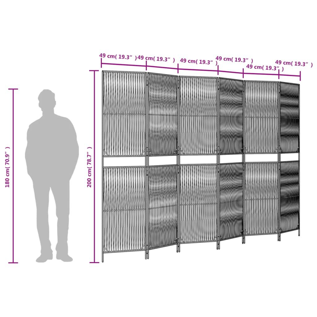 vidaXL Room Divider 6 Panels Beige Poly Rattan