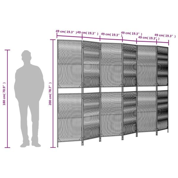 vidaXL Room Divider 6 Panels Beige Poly Rattan