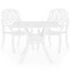 vidaXL 3 Piece Bistro Set Cast Aluminium White