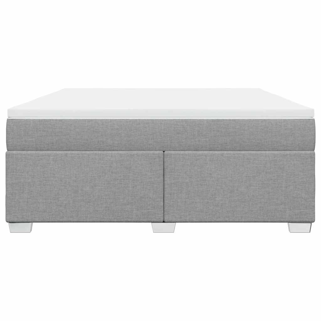 vidaXL Box Spring Bed with Mattress Light Grey King Fabric