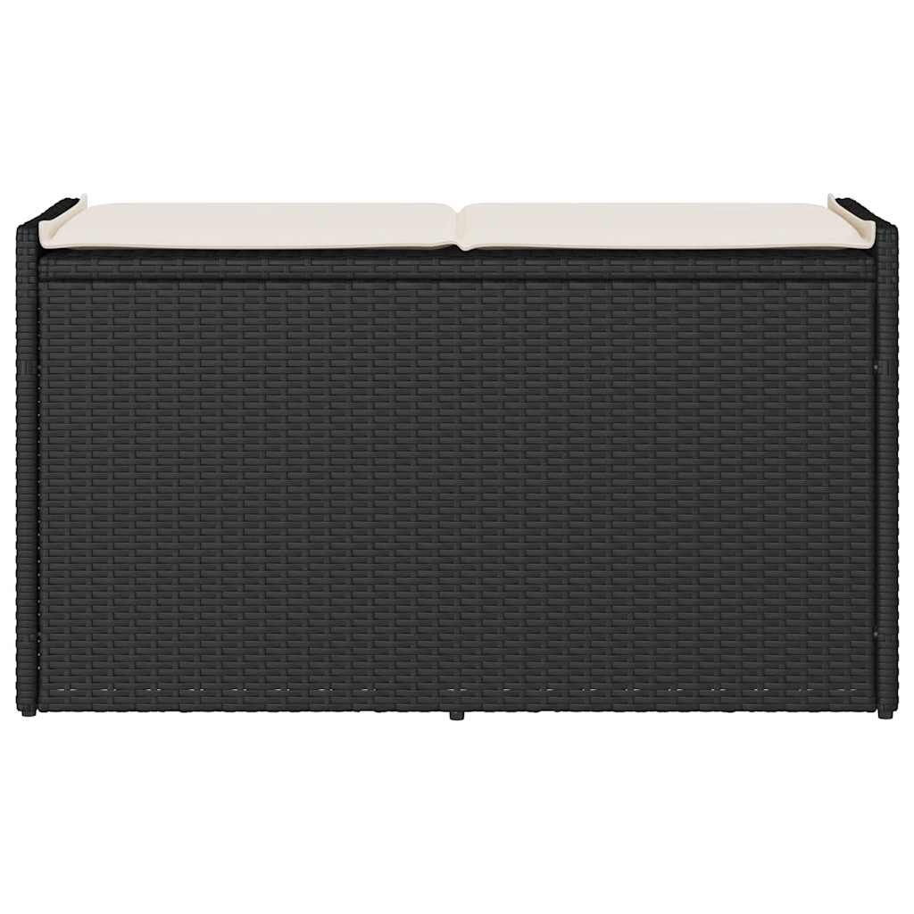vidaXL Outdoor Storage Bench with Cushion Black 100 cm Poly Rattan