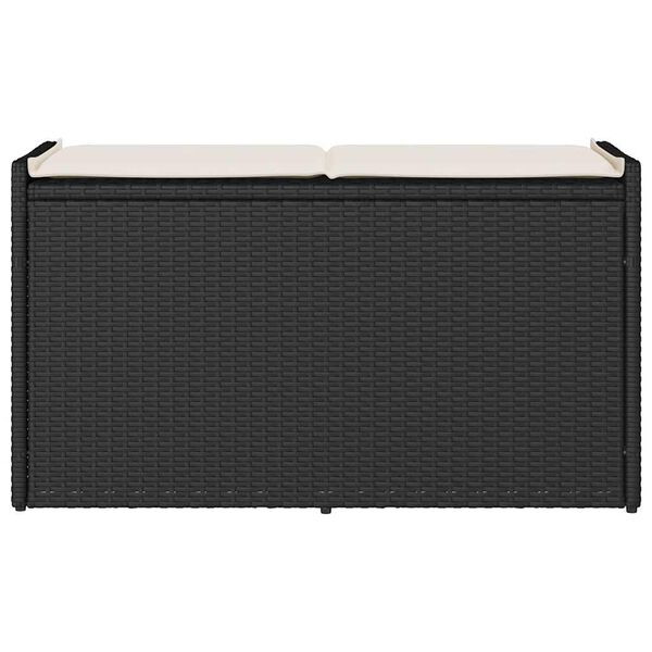 vidaXL Outdoor Storage Bench with Cushion Black 100 cm Poly Rattan