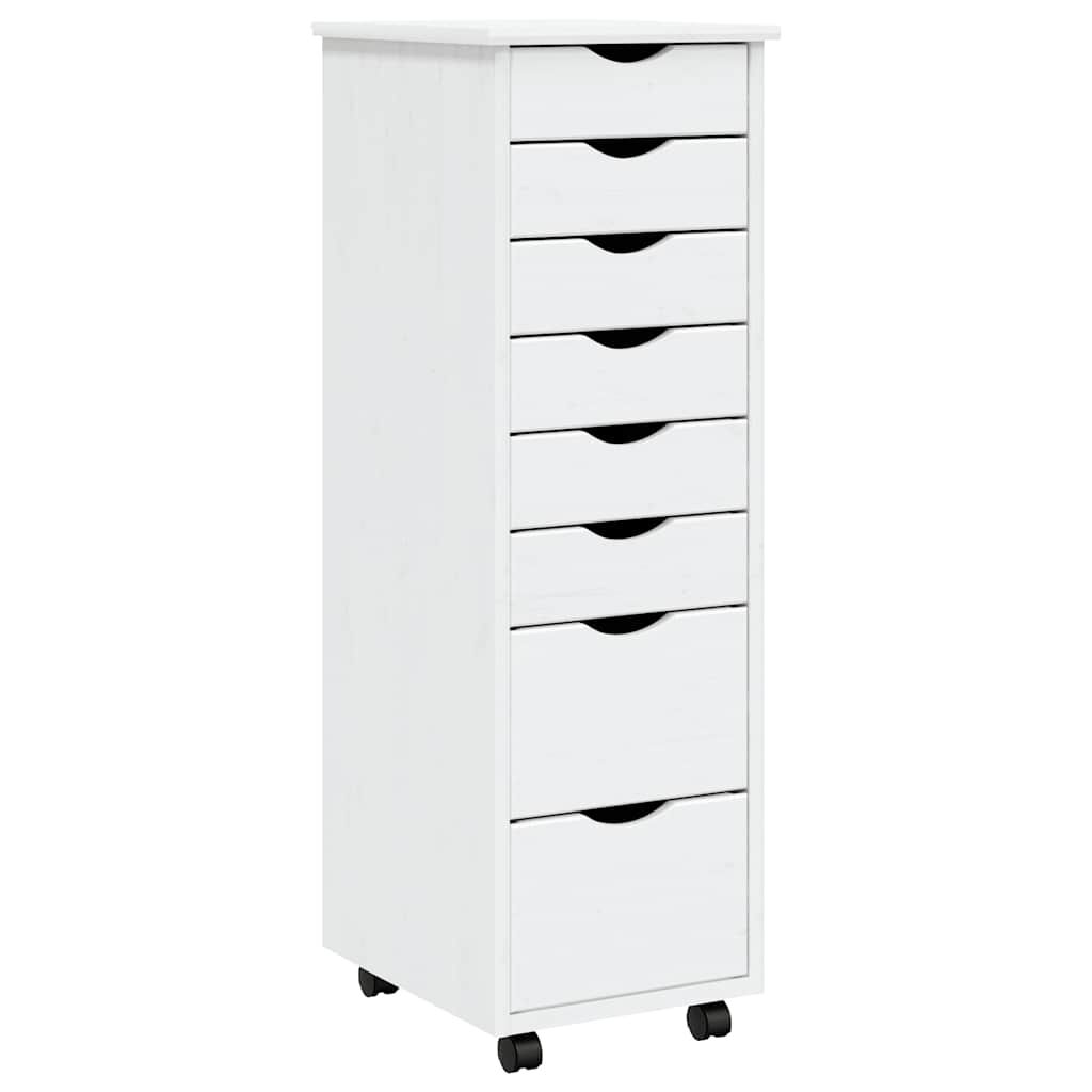 vidaXL Rolling Cabinet with Drawers MOSS White Solid Wood Pine