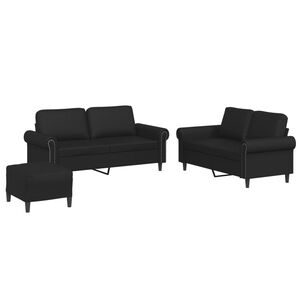 vidaXL 3 Piece Sofa Set with Cushions Black Faux Leather