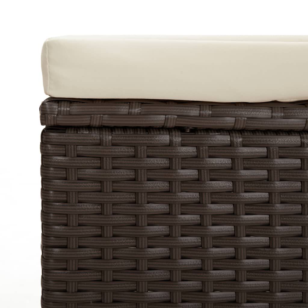 vidaXL Ottoman Bench with Cushion Brown 110x30x40 cm Poly Rattan