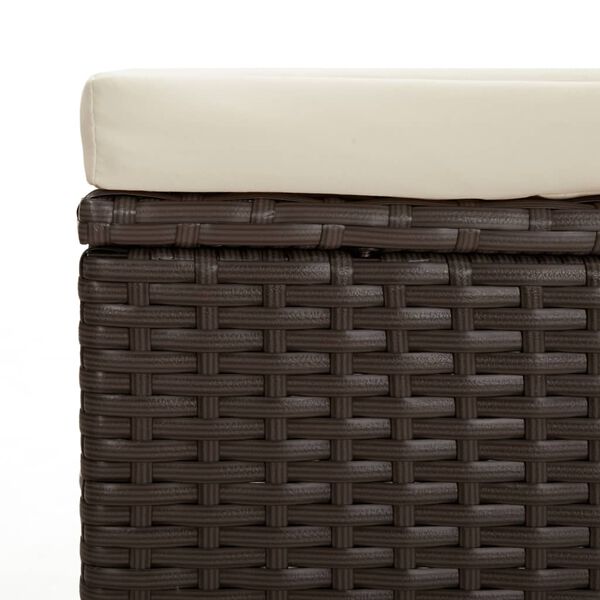 vidaXL Ottoman Bench with Cushion Brown 110x30x40 cm Poly Rattan
