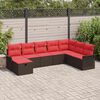 vidaXL Garden Sofa Set with Cushion 8 pcs Brown and Red Poly Rattan
