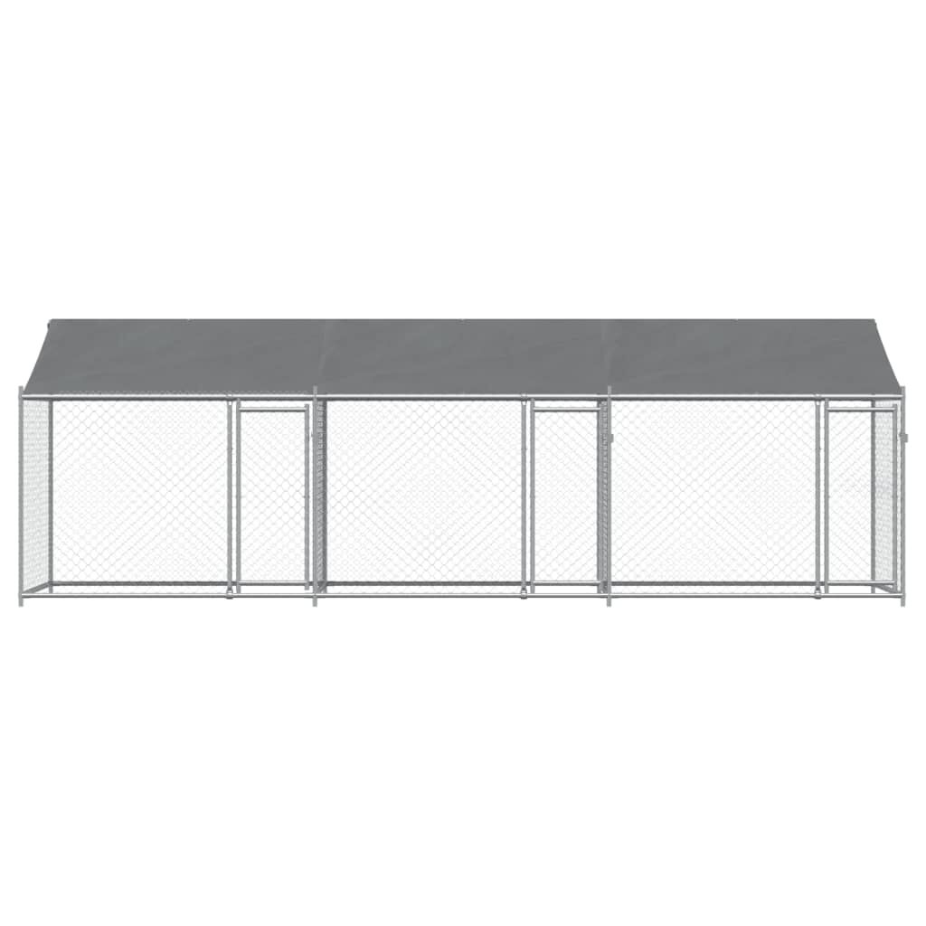 vidaXL Dog Cage with Roof and Doors Grey 6x2x2 m Galvanised Steel
