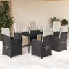 vidaXL 7 Piece Garden Dining Set with Cushions Black Poly Rattan
