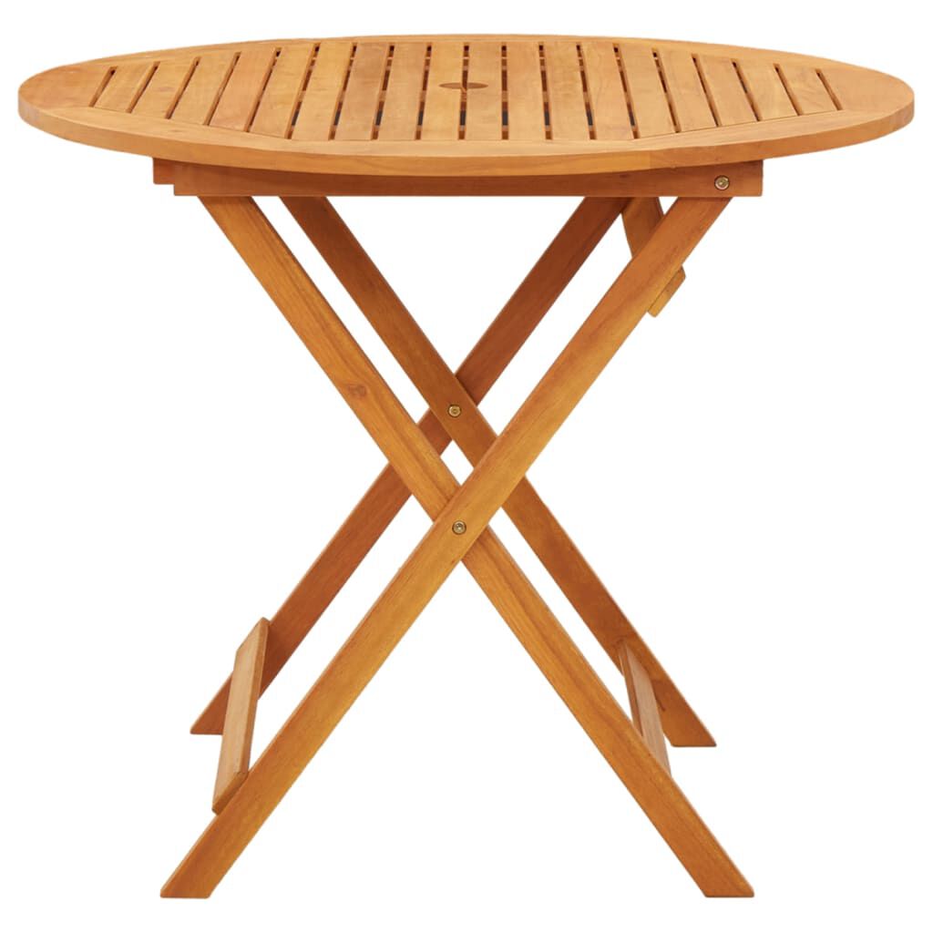 vidaXL Folding Garden Table Ø90x75 cm Solid Eucalyptus Wood