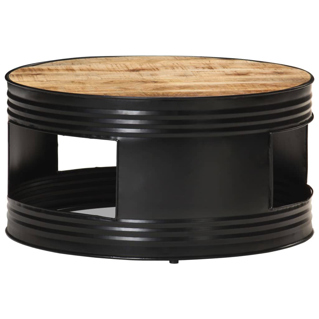 vidaXL Coffee Table Black 68x68x36 cm Solid Rough Mango Wood