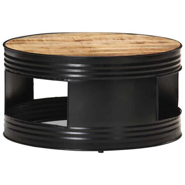 vidaXL Coffee Table Black 68x68x36 cm Solid Rough Mango Wood