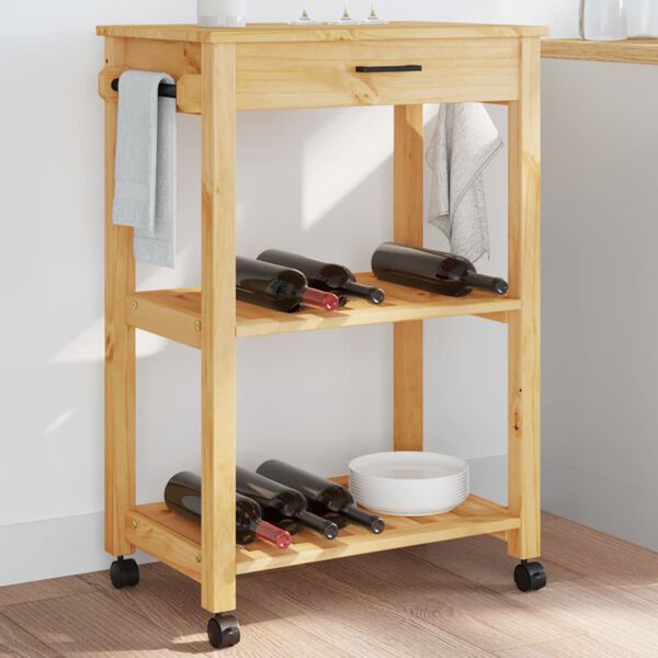 vidaXL Kitchen Trolley MONZA 60x40x90 cm Solid Wood Pine