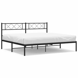 vidaXL Metal Bed Frame without Mattress with Headboard Black 183x213cm