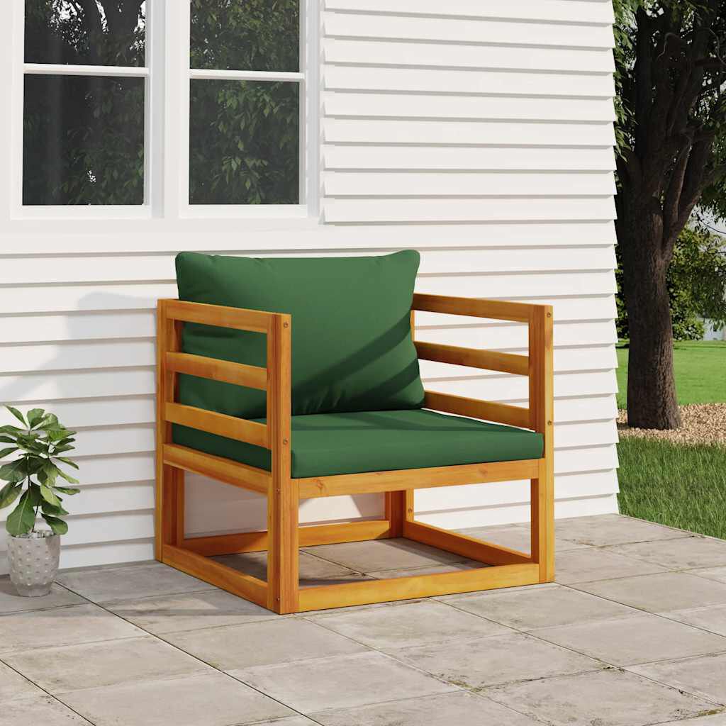 vidaXL Garden Chair with Green Cushions Solid Wood Acacia