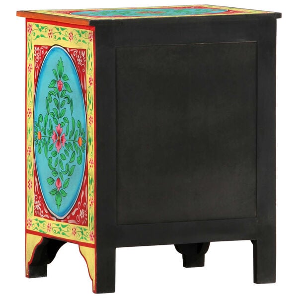 vidaXL Hand Painted bedside Cabinet 40x30x50 cm Solid Mango Wood