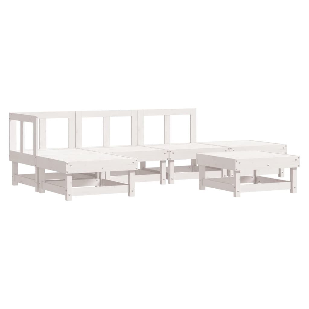 vidaXL 6 Piece Garden Lounge Set with Cushions White Solid Wood