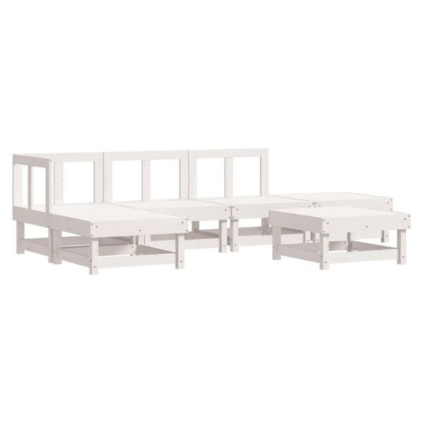vidaXL 6 Piece Garden Lounge Set with Cushions White Solid Wood