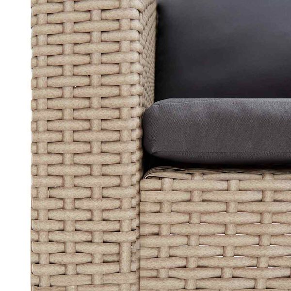 vidaXL 2-Seater Garden Sofa with Cushions Poly Rattan Beige