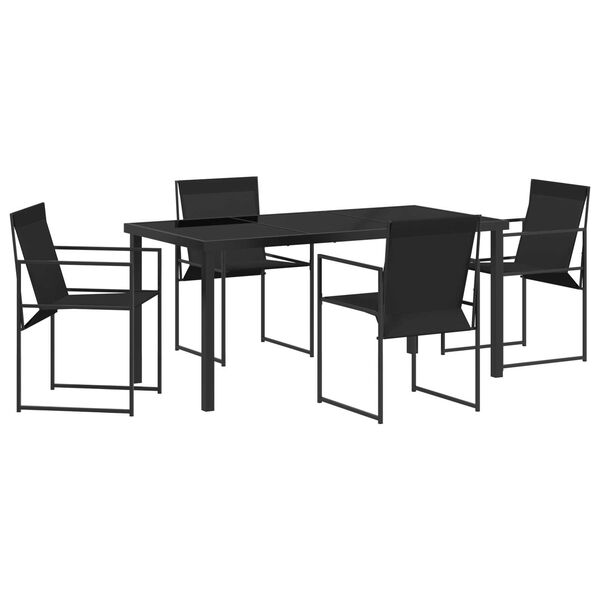 vidaXL Garden Dining Set 5 pcs Black Powder-Coated Steel