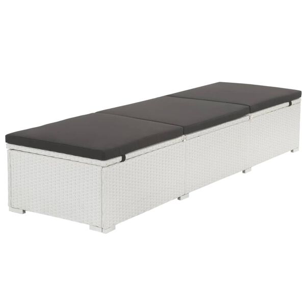 vidaXL Sun Lounger with Cushion Poly Rattan White